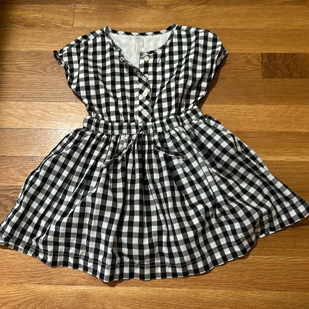 Primary Black and White Checkered Dress - 3T